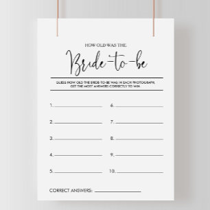 How Old Was the Bride-To-Be Bridal Shower Game