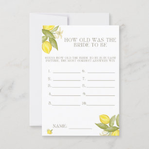 How Old Was The Bride To Be Bridal Shower Game  Invitation