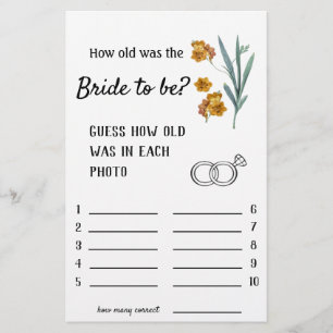 How old was the Bride to be? Flowers - Game Flyer