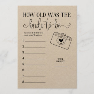 How Old Was The Bride-To-Be Shower Game Programme
