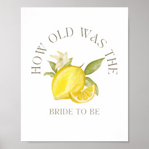 How Old Was the Bride to Be Sign for Bridal Shower