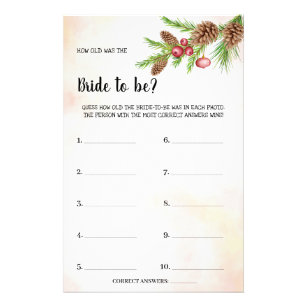 How old was the Bride Wedding Shower Game Card