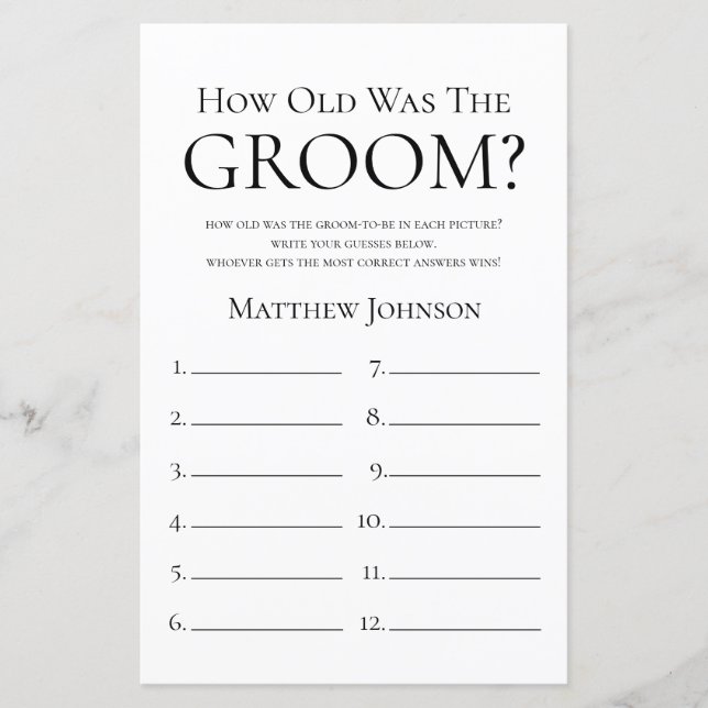 How Old Was The Groom (Front)