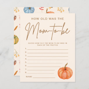 How Old Was The Mum-to-be Pumpkin Baby Shower Game