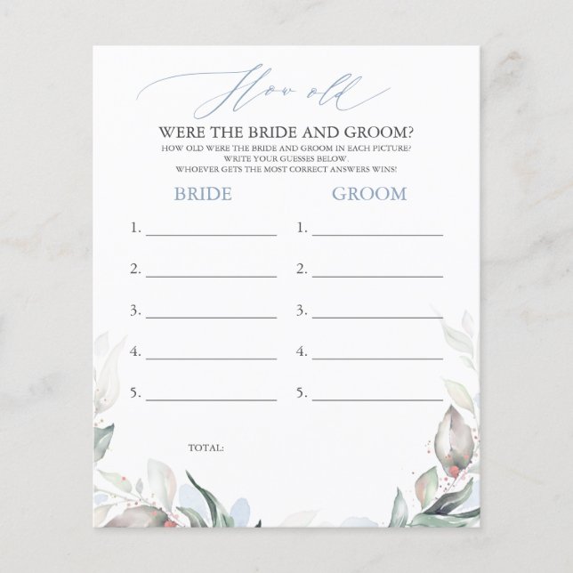 How Old Were The BRIDE AND GROOM Game (Front)