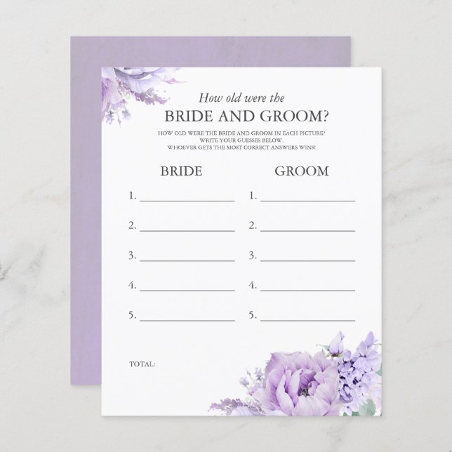 How Old Were The BRIDE AND GROOM - Purple Floral (Front/Back)