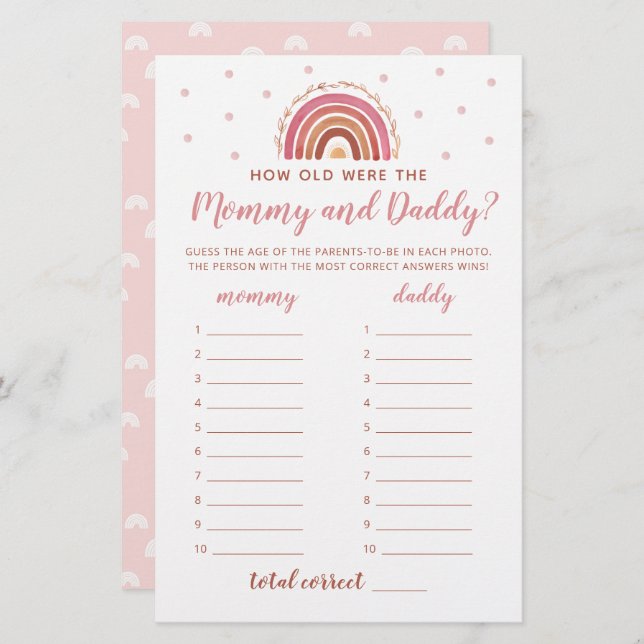How Old Were the Mummy & Daddy Game Boho Rainbow  (Front/Back)