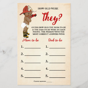 How old were They AA Fireman Baby Shower Game Card