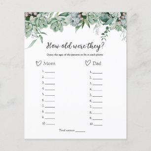 How Old Were They Baby Shower Game