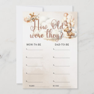 HOW OLD WERE THEY Baby Shower Game Cute Bear Invitation