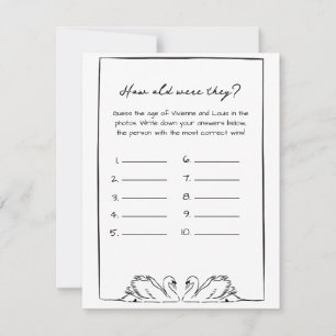 How Old Were They? Bridal Shower Game Swans Simple Card