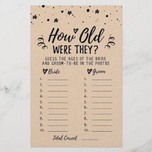 How old were they Bridal Shower or Hen Party game