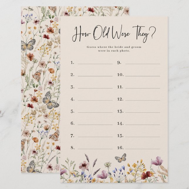 How Old Were They Game (Front/Back)