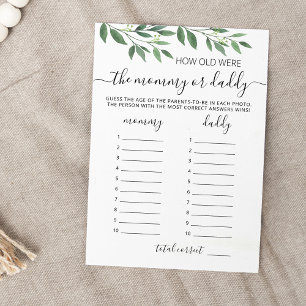 How old were they game Baby Shower party Card