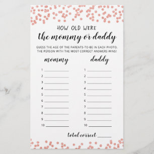 How old were they game Baby Shower party game