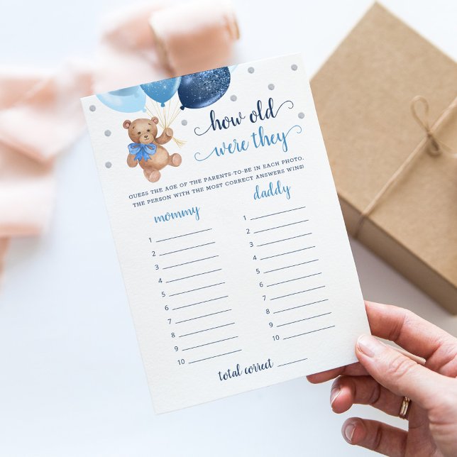 How Old Were They Game Baby Shower Teddy Bear Card (Creator Uploaded)