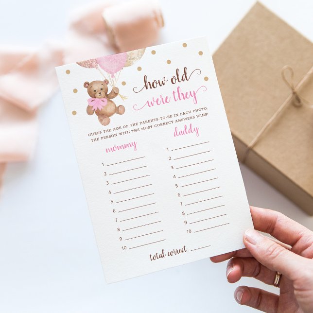 How Old Were They Game Baby Shower Teddy Bear Card (Creator Uploaded)