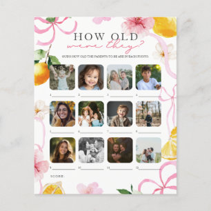 How Old Were They Lemon Baby Shower Game Flyer
