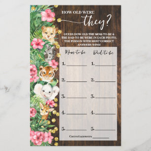 How old were They Pink Safari Shower Game Card