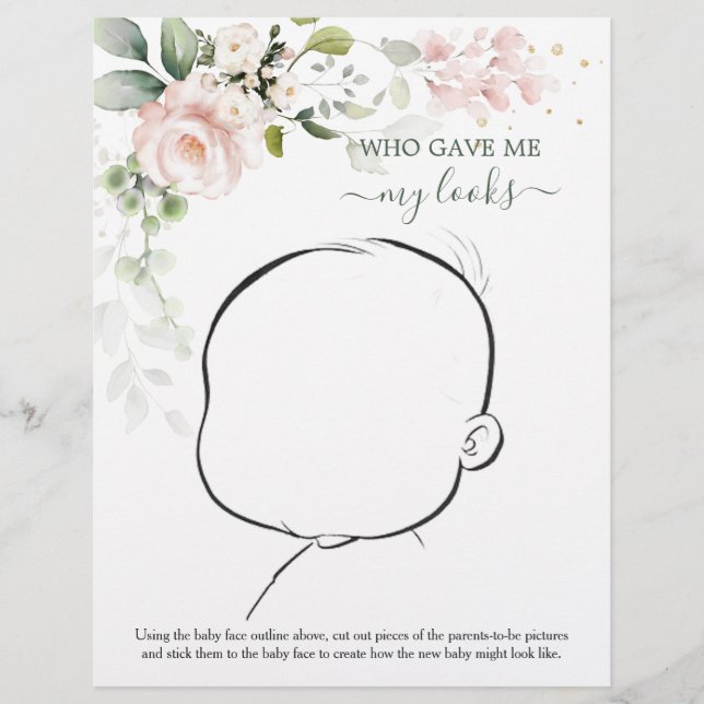 How Our Baby Might Look Floral Baby Shower Game  F Flyer (Front)