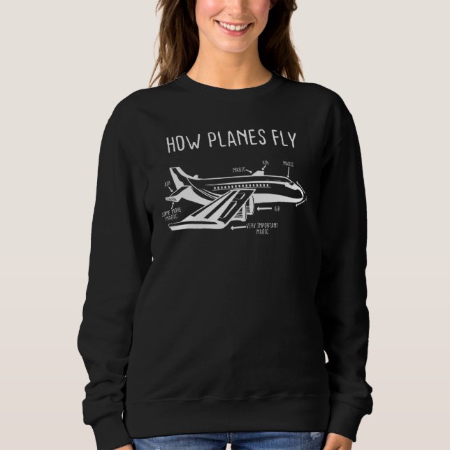 How Planes Fly Explanation Aviation Aerospace Engi Sweatshirt (Front)