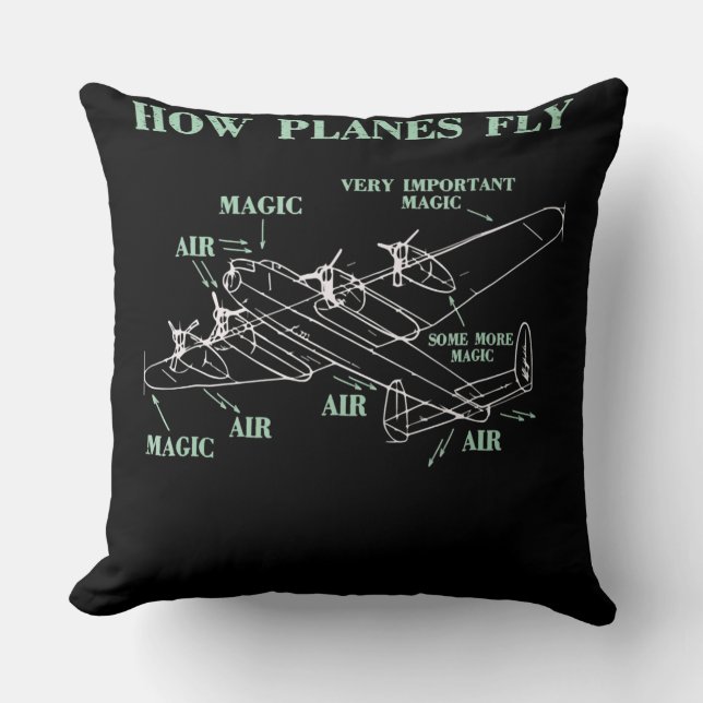 How Planes Fly Funny Aerospace Engineer Pilot Gift Cushion (Front)