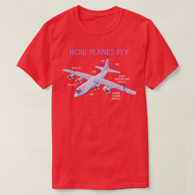 How Planes Fly Funny Pilot T-Shirt (Design Front)