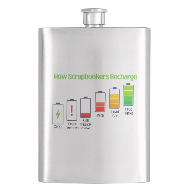 How Scrapbookers Recharge Hip Flask (Front)