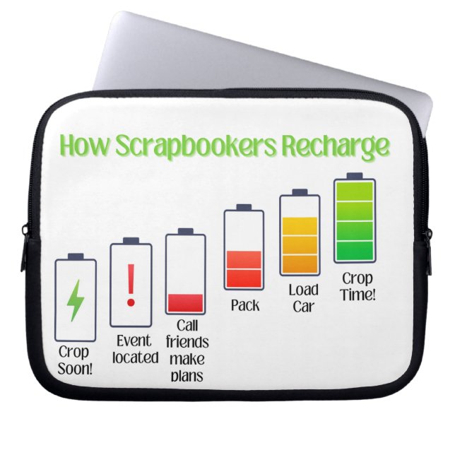 How Scrapbookers Recharge Laptop Sleeve (Front)
