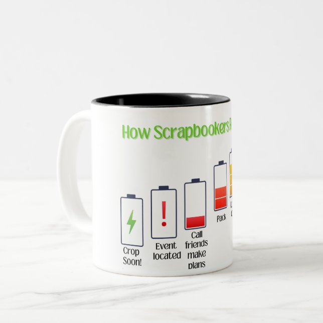 How Scrapbookers Recharge Two-Tone Coffee Mug (Front Left)