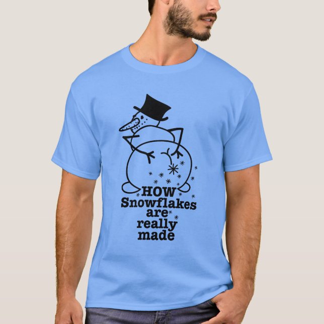 How Snow Flakes Are Really Made Snowman T-Shirt (Front)
