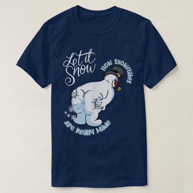 How Snowflakes Are Really Made, Funny Snowman Chri T-Shirt (Design Front)