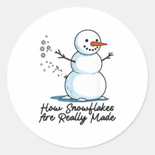 How Snowflakes Are Really Made Snowman Christmas J Classic Round Sticker