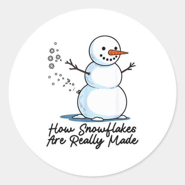 How Snowflakes Are Really Made Snowman Christmas J Classic Round Sticker (Front)
