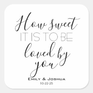 How sweet it is custom wedding candy buffet favour square sticker