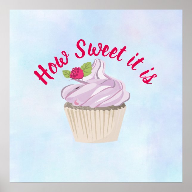 How Sweet it is Pink Cupcake Poster (Front)