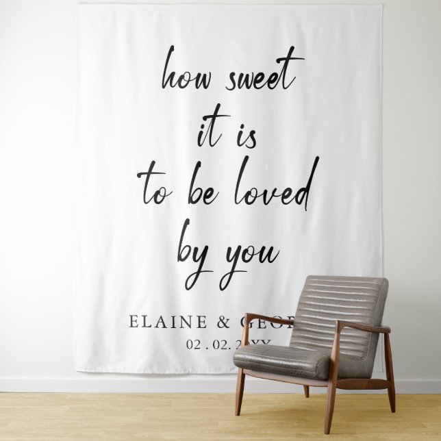 How Sweet it is Wedding Photo Backdrop Tapestry (In Situ)