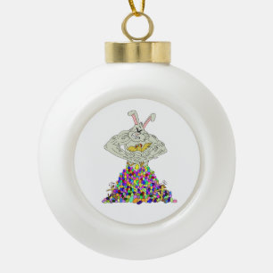 How the Easter Bunny gets his eggs Ceramic Ball Christmas Ornament