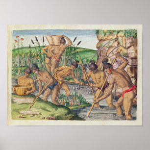 How the Indians Collect Gold from the Streams Poster