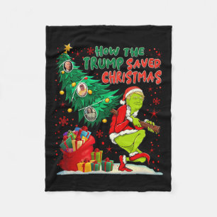 How The Trump Saved Christmas Funny Christmas Trum Fleece Blanket