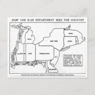 How the War Department Sees the US 1940 Postcard