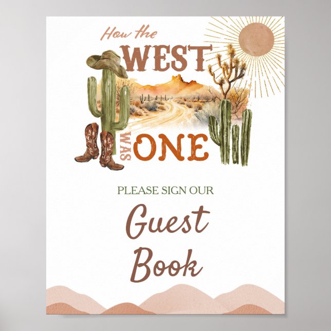 How The West Was One Birthday Cowboy Guest Book (Front)