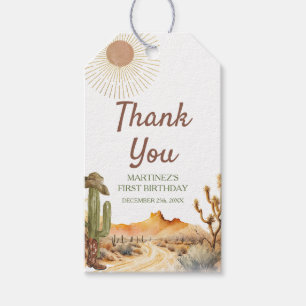 How The West Was One Birthday Cowboy Thank You Gift Tags