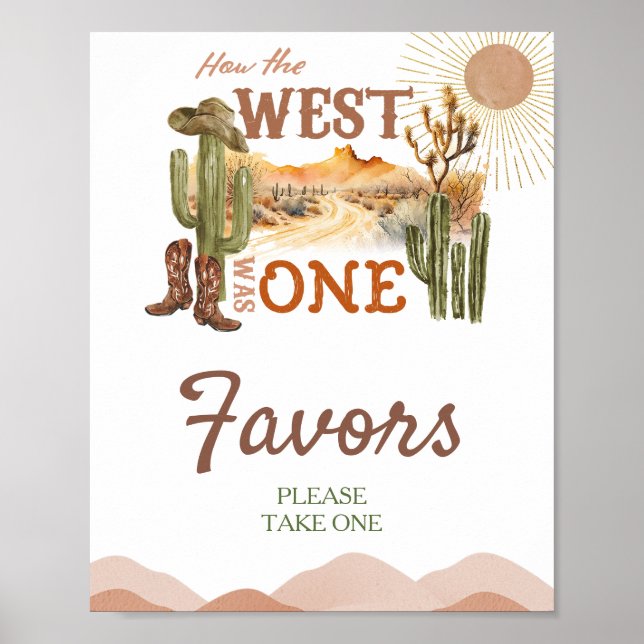 How The West Was One Birthday Party Cowboy Favours Poster (Front)