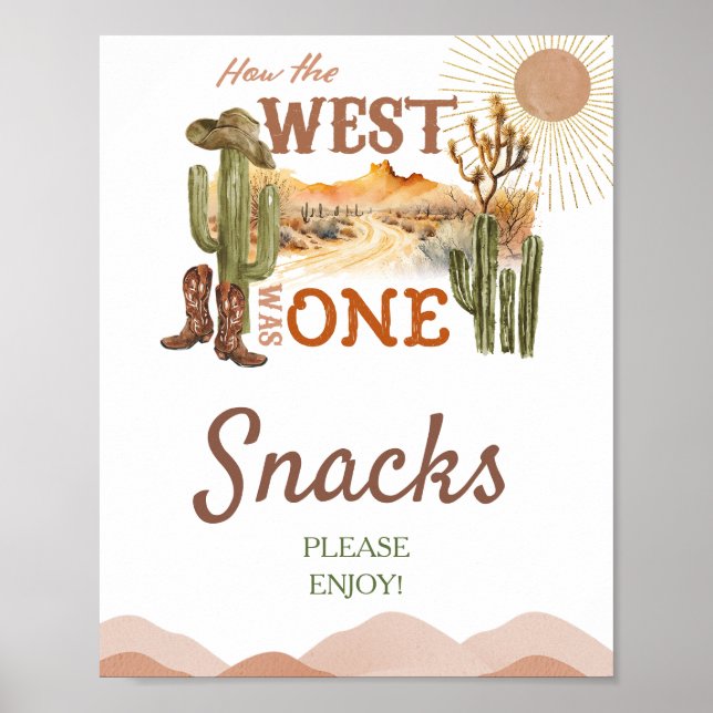 How The West Was One Birthday Party Cowboy Snacks Poster (Front)