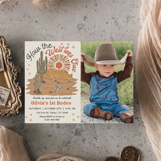 How The West Was One My First Rodeo Birthday Photo Invitation (Creator Uploaded)