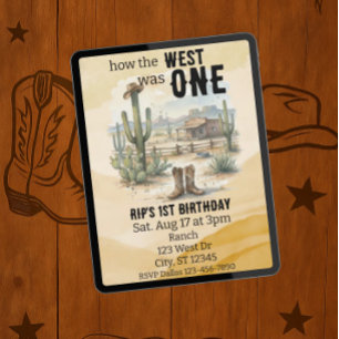 How the West was ONE, western 1st Birthday Invitation