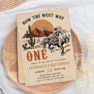 How The West was One Western Cowboy Birthday Invitation