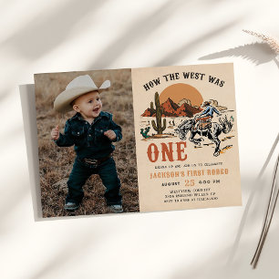 How The West was One Western Cowboy Birthday Photo Invitation
