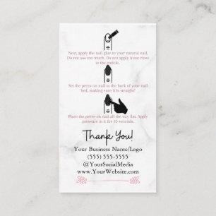 How To Apply Press-On Nails Instructions Marble  Business Card